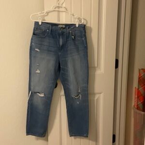 Madewell Blue Distressed Boyfriend Jeans